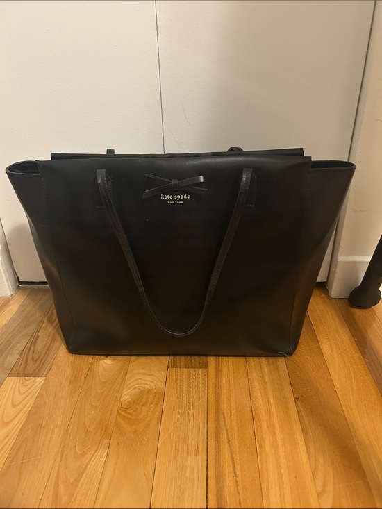 kate spade Handbags - kate spade black leather laptop tote with bow detail